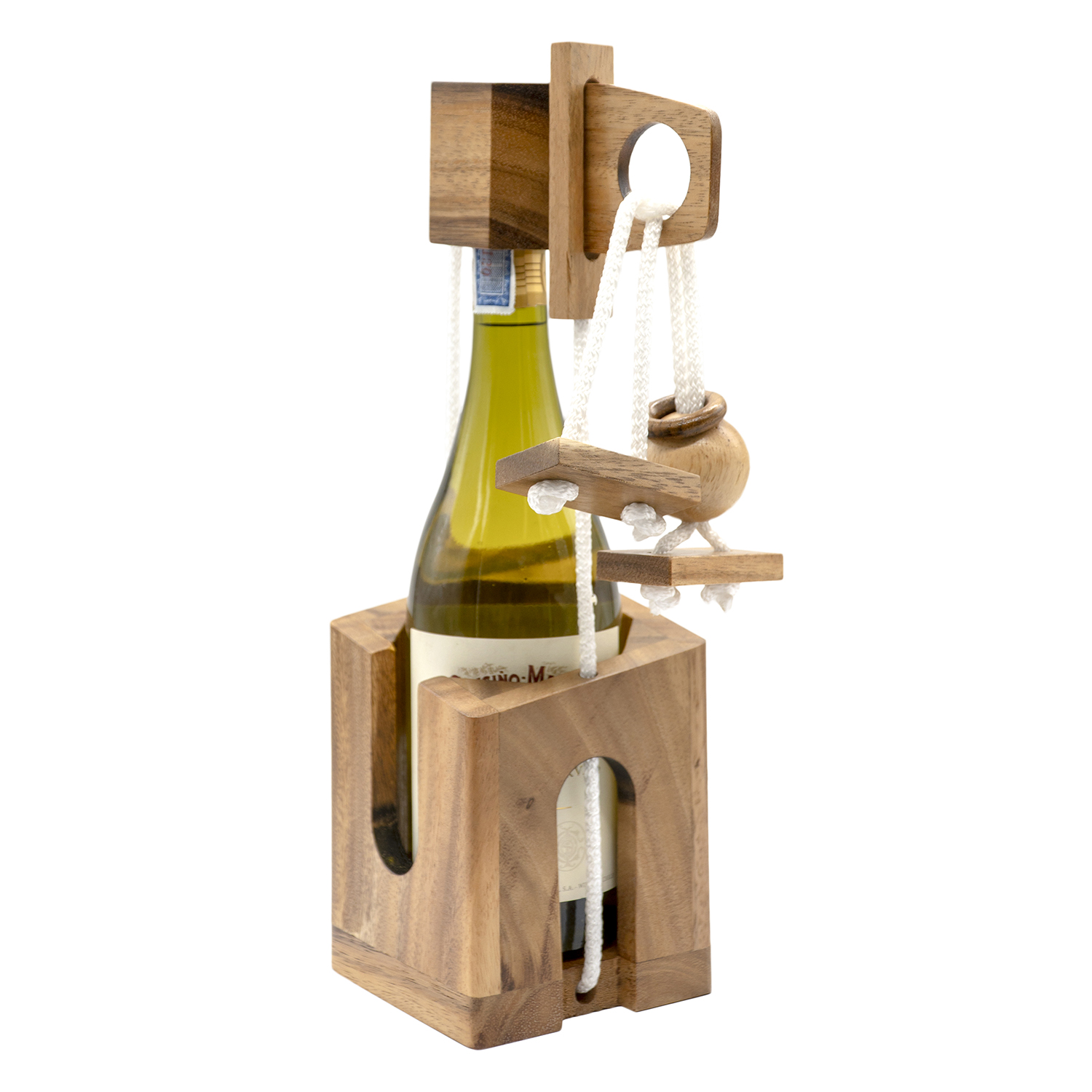 wooden wine bottle puzzle