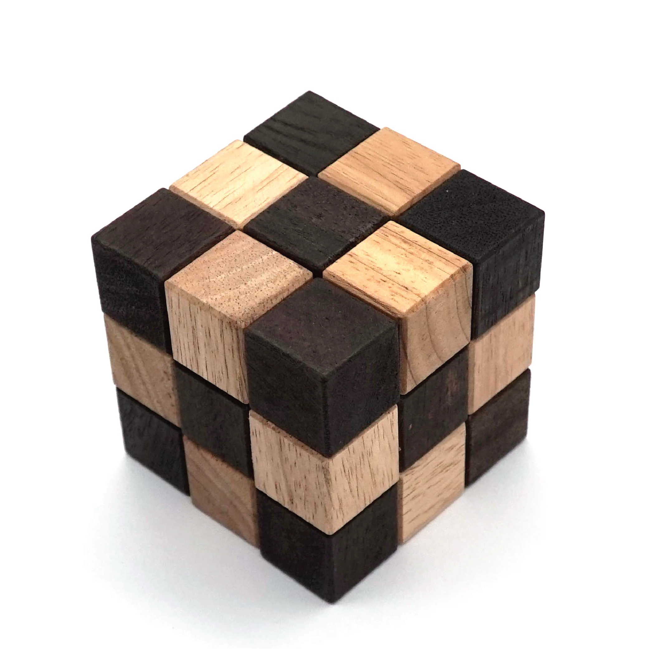 Snake Puzzle Cube and 3D Puzzles for Adults in Hands with Wooden Designs